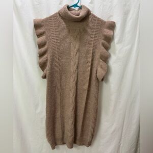 Entro Tan Cowl Neck Midi Sweater Dress